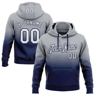 Custom Stitched Gray White-Navy Fade Fashion Sports Pullover Sweatshirt Hoodie