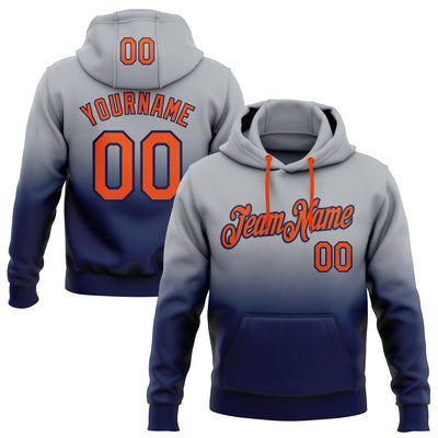 Custom Stitched Gray Orange-Navy Fade Fashion Sports Pullover Sweatshirt Hoodie