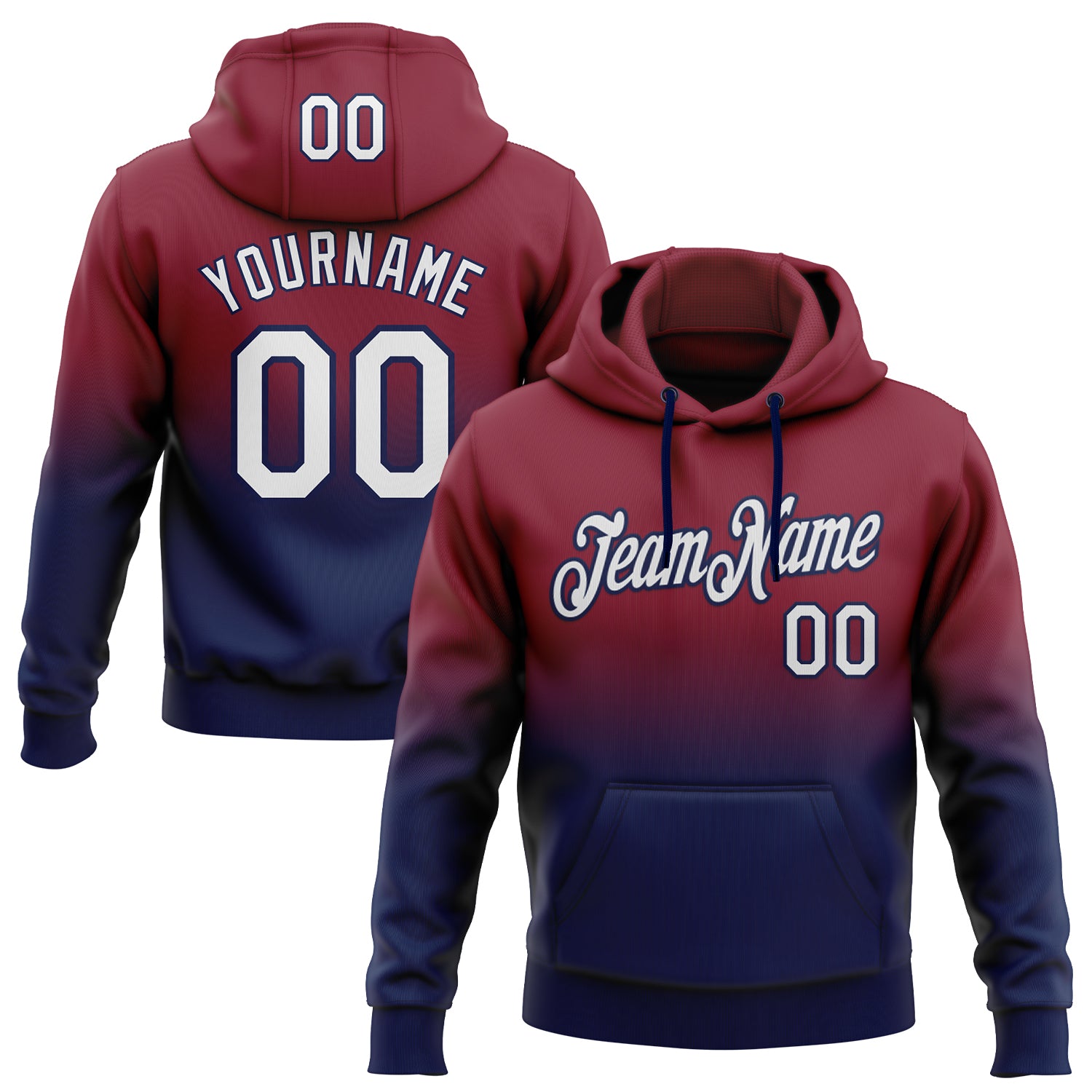 Custom Stitched Crimson White-Navy Fade Fashion Sports Pullover Sweatshirt Hoodie