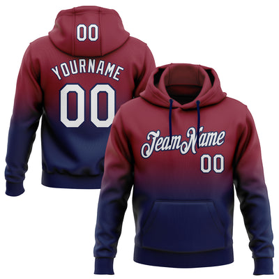 Custom Stitched Crimson White-Navy Fade Fashion Sports Pullover Sweatshirt Hoodie