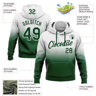 Custom Stitched White Green Fade Fashion Sports Pullover Sweatshirt Hoodie