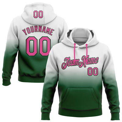 Custom Stitched White Pink-Green Fade Fashion Sports Pullover Sweatshirt Hoodie