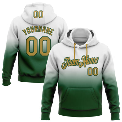 Custom Stitched White Old Gold-Green Fade Fashion Sports Pullover Sweatshirt Hoodie