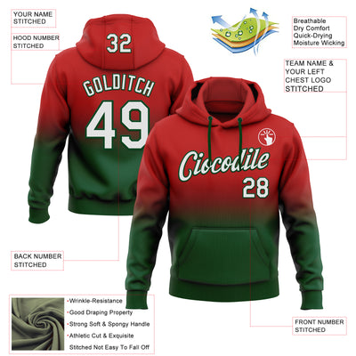 Custom Stitched Red White-Green Fade Fashion Sports Pullover Sweatshirt Hoodie