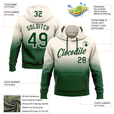 Custom Stitched Cream Green Fade Fashion Sports Pullover Sweatshirt Hoodie