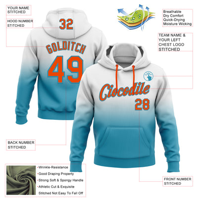 Custom Stitched White Orange-Panther Blue Fade Fashion Sports Pullover Sweatshirt Hoodie