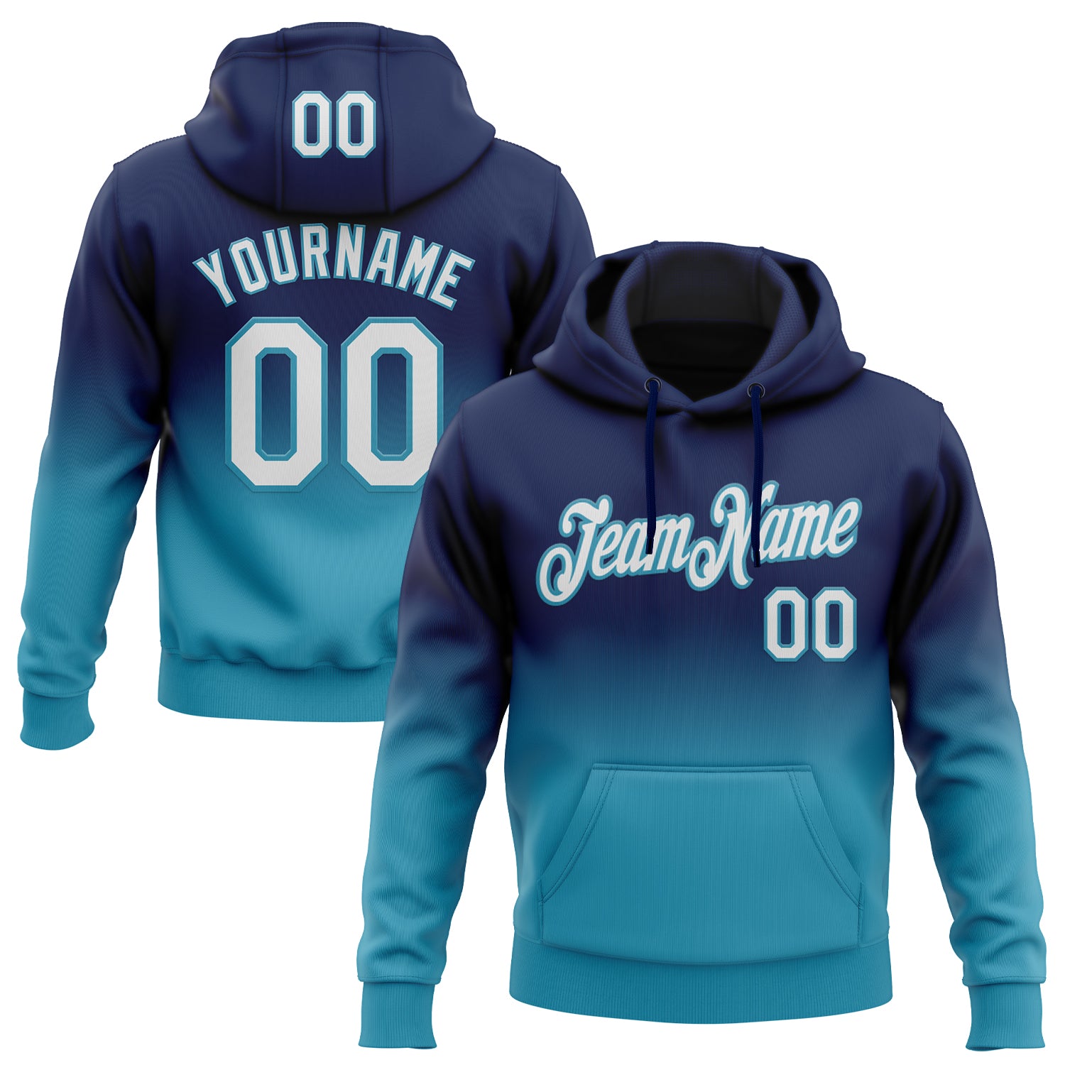 Custom Stitched Navy White-Panther Blue Fade Fashion Sports Pullover Sweatshirt Hoodie
