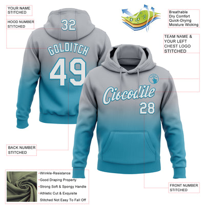 Custom Stitched Gray White-Panther Blue Fade Fashion Sports Pullover Sweatshirt Hoodie