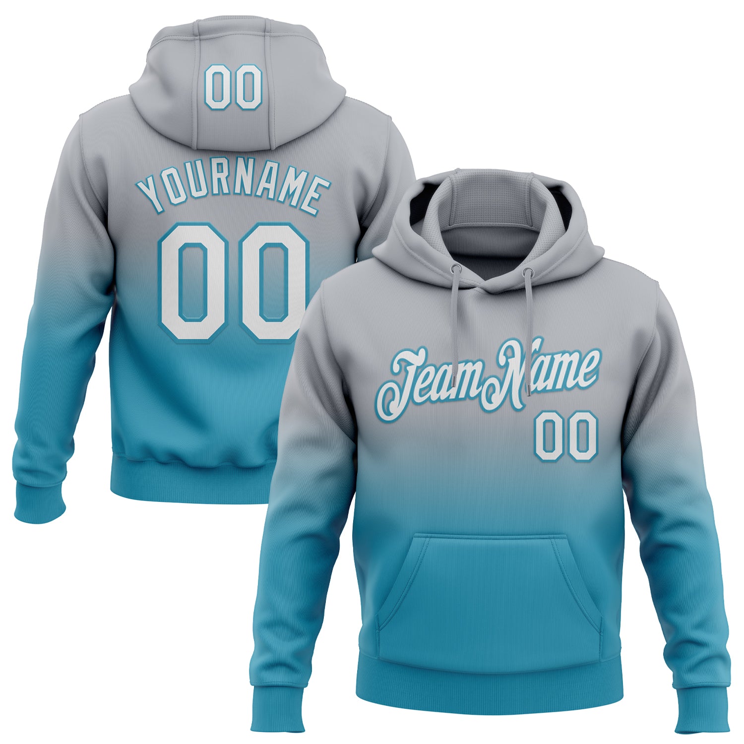 Custom Stitched Gray White-Panther Blue Fade Fashion Sports Pullover Sweatshirt Hoodie