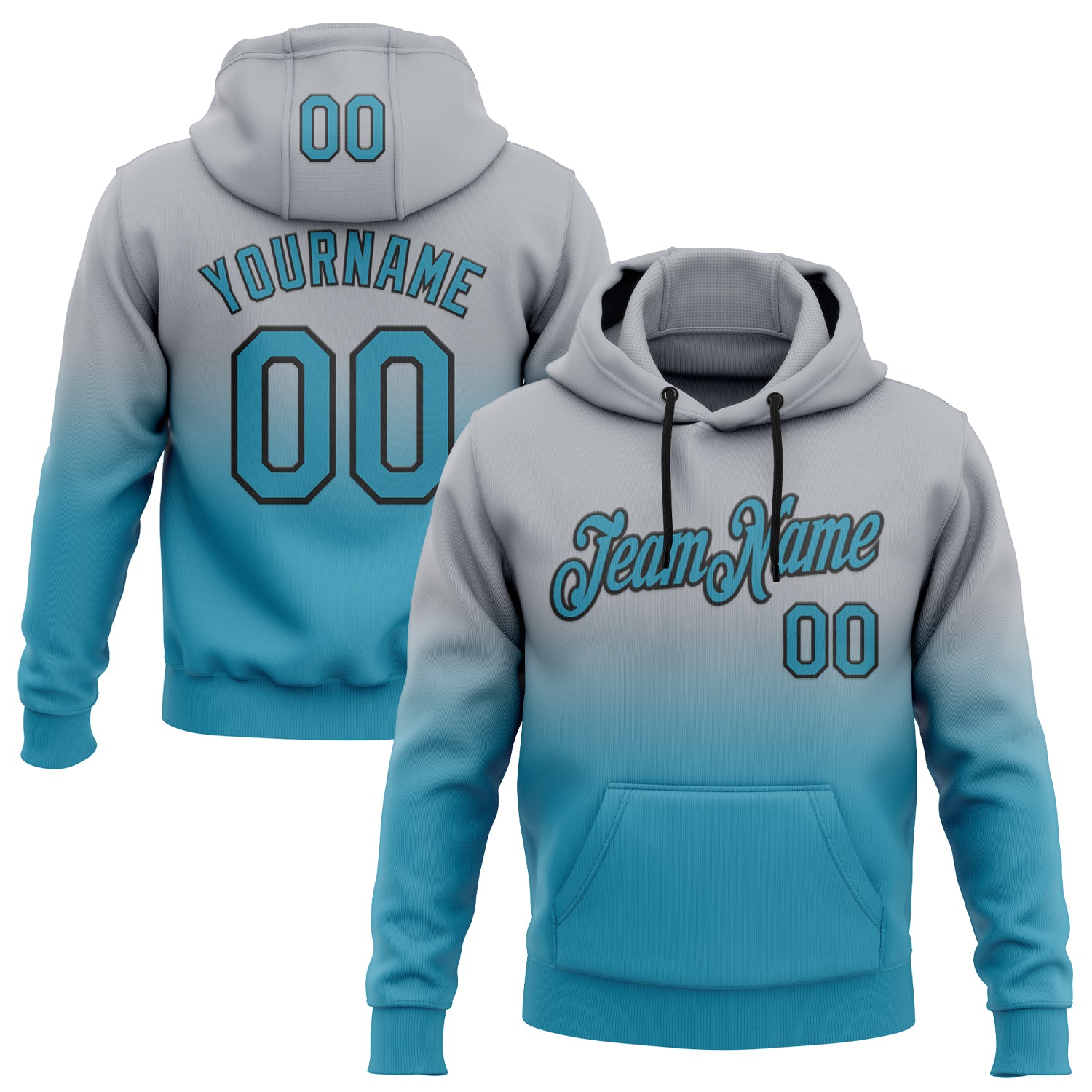 Custom Stitched Gray Panther Blue-Black Fade Fashion Sports Pullover Sweatshirt Hoodie
