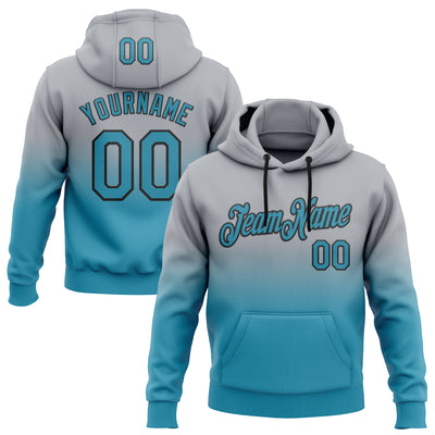 Custom Stitched Gray Panther Blue-Black Fade Fashion Sports Pullover Sweatshirt Hoodie