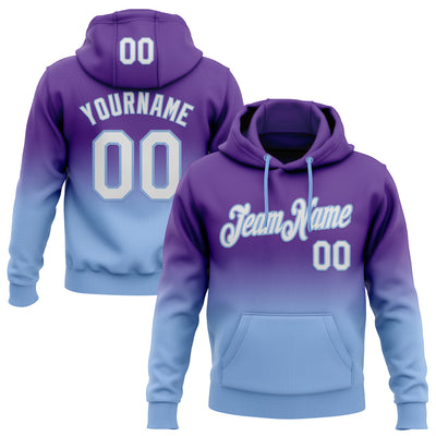 Custom Stitched Purple White-Light Blue Fade Fashion Sports Pullover Sweatshirt Hoodie