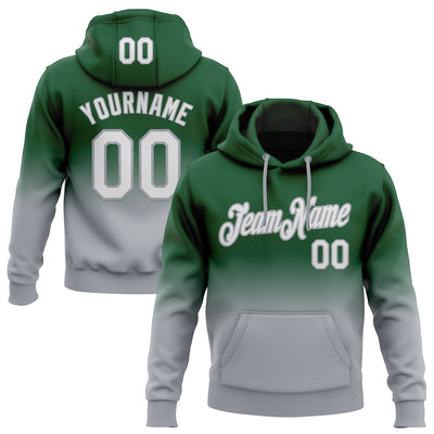Custom Stitched Green White-Gray Fade Fashion Sports Pullover Sweatshirt Hoodie