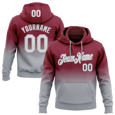 Custom Stitched Crimson White-Gray Fade Fashion Sports Pullover Sweatshirt Hoodie