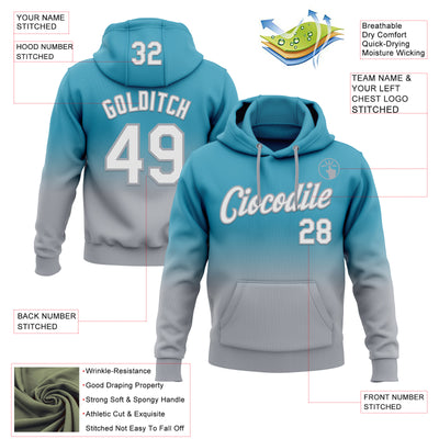 Custom Stitched Panther Blue White-Gray Fade Fashion Sports Pullover Sweatshirt Hoodie