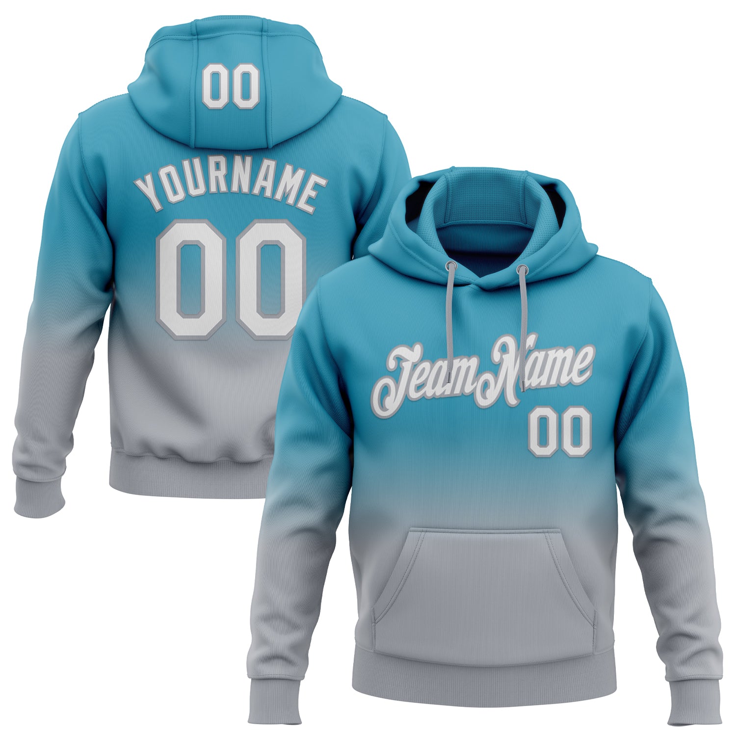 Custom Stitched Panther Blue White-Gray Fade Fashion Sports Pullover Sweatshirt Hoodie