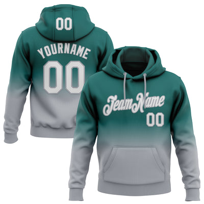 Custom Stitched Midnight Green White-Gray Fade Fashion Sports Pullover Sweatshirt Hoodie