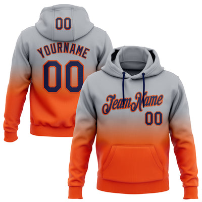 Custom Stitched Gray Navy-Orange Fade Fashion Sports Pullover Sweatshirt Hoodie