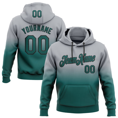 Custom Stitched Gray Midnight Green-Black Fade Fashion Sports Pullover Sweatshirt Hoodie