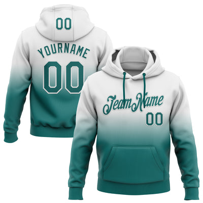 Custom Stitched White Teal Fade Fashion Sports Pullover Sweatshirt Hoodie
