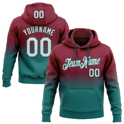 Custom Stitched Crimson White-Teal Fade Fashion Sports Pullover Sweatshirt Hoodie
