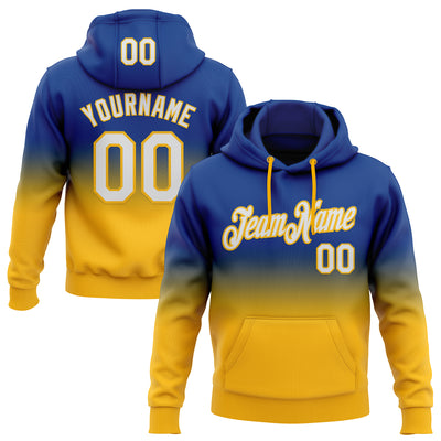 Custom Stitched Royal White-Gold Fade Fashion Sports Pullover Sweatshirt Hoodie