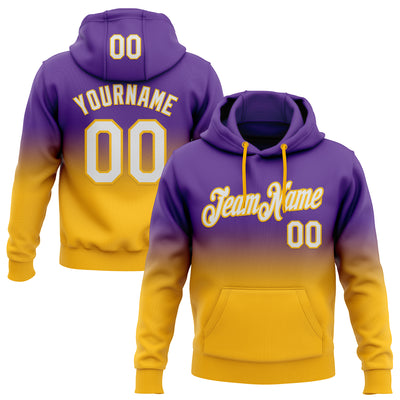 Custom Stitched Purple White-Gold Fade Fashion Sports Pullover Sweatshirt Hoodie