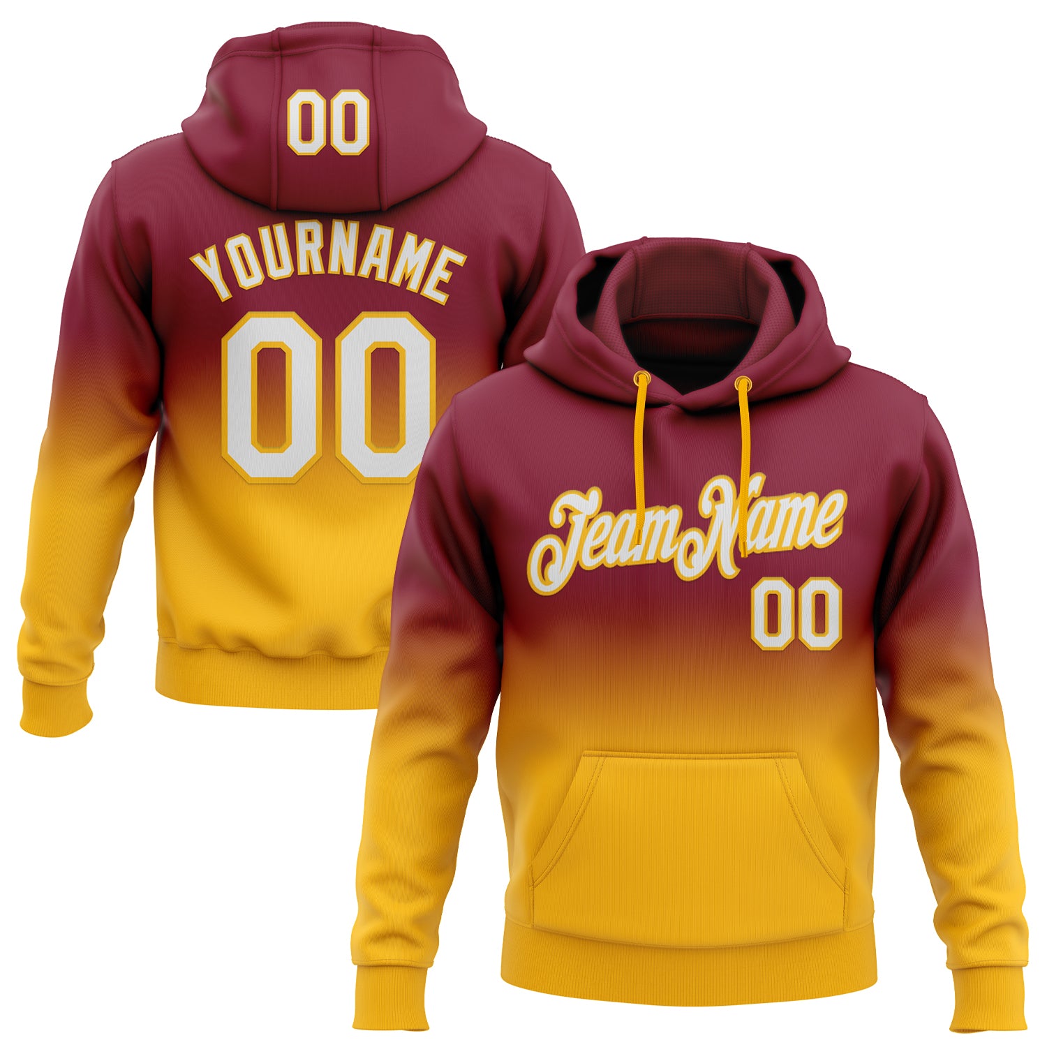 Custom Stitched Crimson White-Gold Fade Fashion Sports Pullover Sweatshirt Hoodie