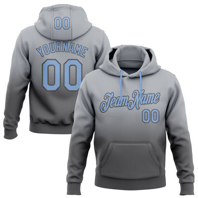 Custom Stitched Gray Light Blue-Steel Gray Fade Fashion Sports Pullover Sweatshirt Hoodie