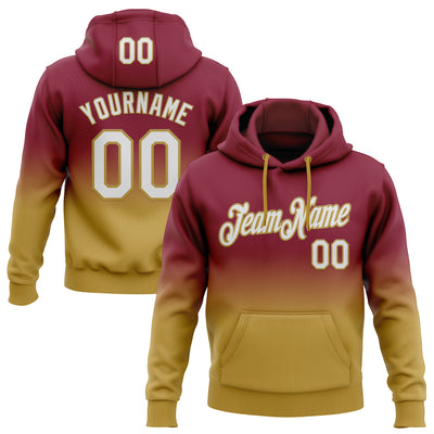 Custom Stitched Crimson White-Old Gold Fade Fashion Sports Pullover Sweatshirt Hoodie