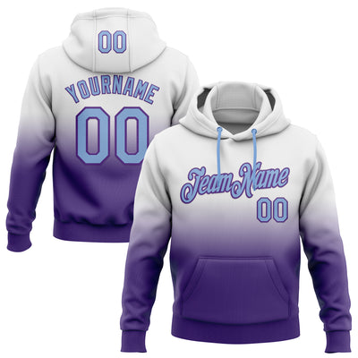 Custom Stitched White Light Blue-Purple Fade Fashion Sports Pullover Sweatshirt Hoodie