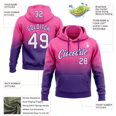 Custom Stitched Pink White-Purple Fade Fashion Sports Pullover Sweatshirt Hoodie