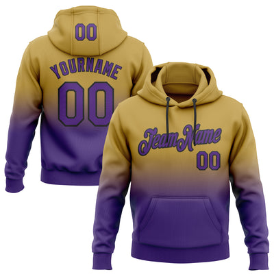 Custom Stitched Old Gold Purple-Black Fade Fashion Sports Pullover Sweatshirt Hoodie