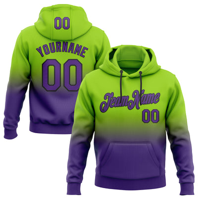 Custom Stitched Neon Green Purple-Black Fade Fashion Sports Pullover Sweatshirt Hoodie