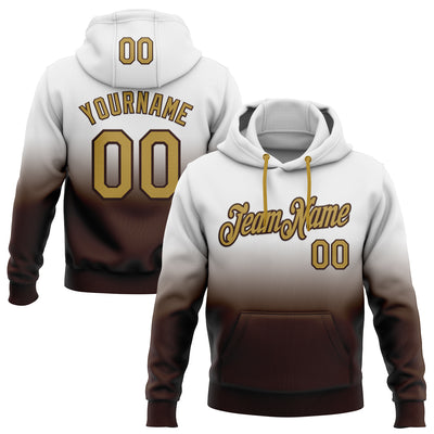 Custom Stitched White Old Gold-Brown Fade Fashion Sports Pullover Sweatshirt Hoodie