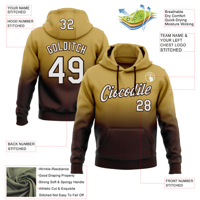 Custom Stitched Old Gold White-Brown Fade Fashion Sports Pullover Sweatshirt Hoodie