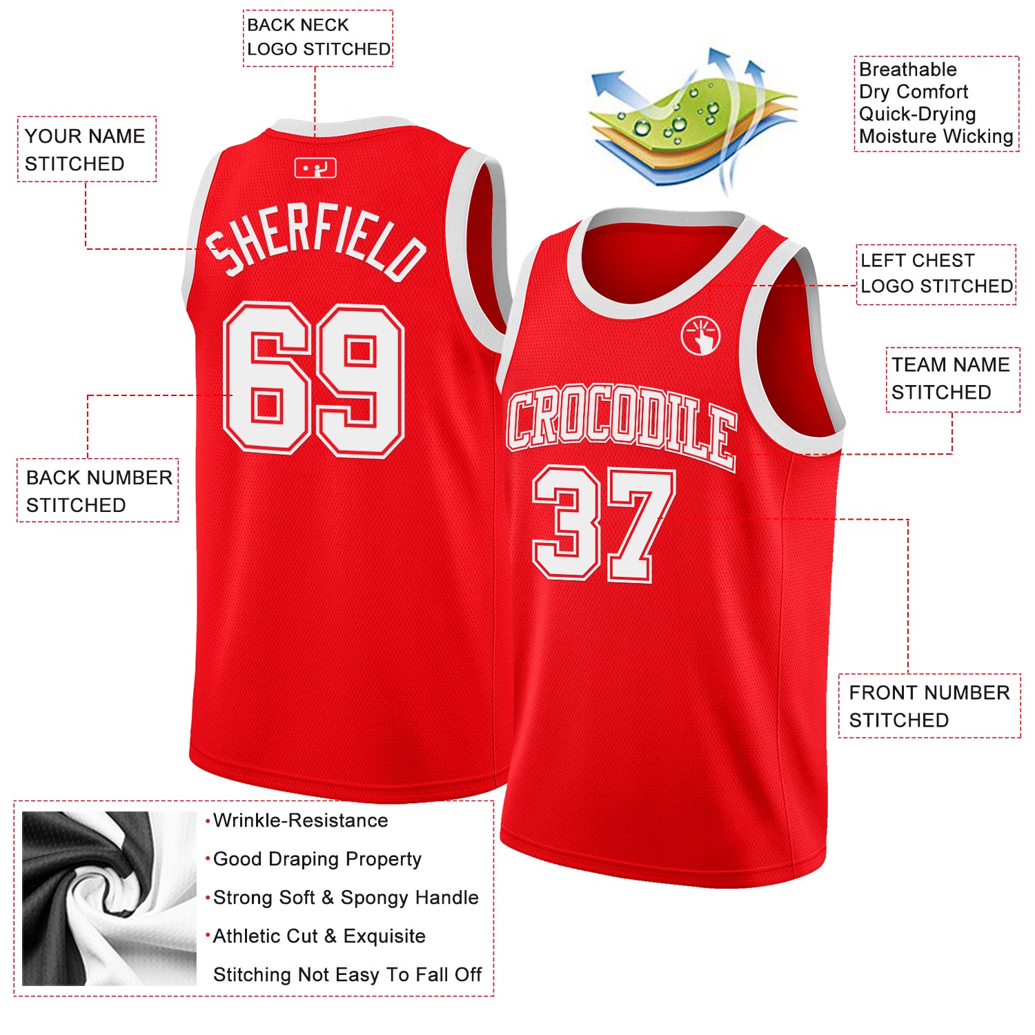 Custom Fire Red White Authentic Basketball Jersey