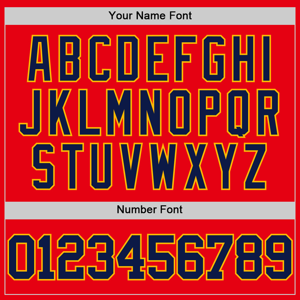 Custom Fire Red Navy-Gold Authentic Basketball Jersey