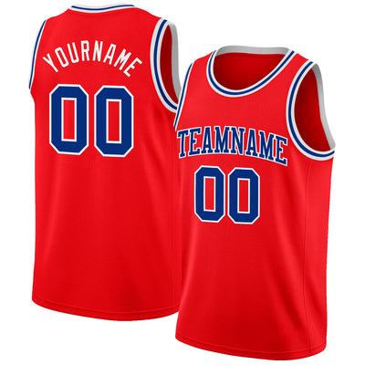 Custom Fire Red Royal-White Authentic Basketball Jersey