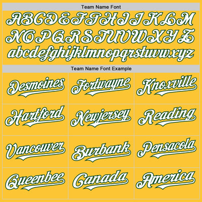 Custom Gold White-Green Mesh Authentic Throwback Baseball Jersey