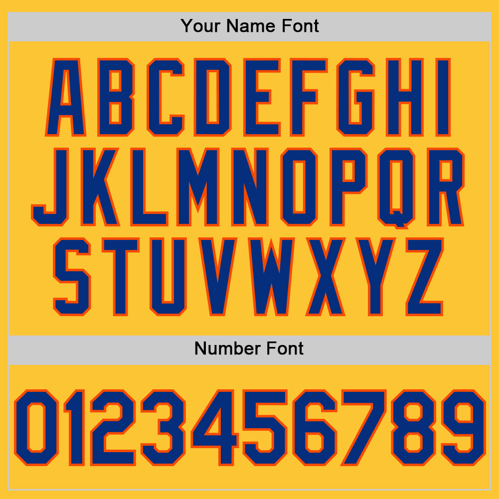 Custom Gold Royal-Orange Mesh Authentic Throwback Baseball Jersey