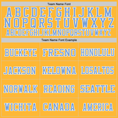 Custom Gold Light Blue-White Mesh Authentic Throwback Football Jersey