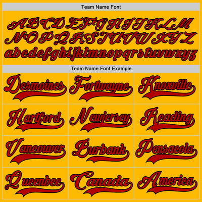 Custom Gold Red-Black Hockey Lace Neck Jersey