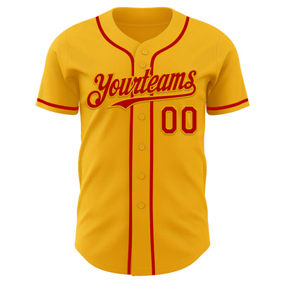Custom Gold Red Authentic Baseball Jersey