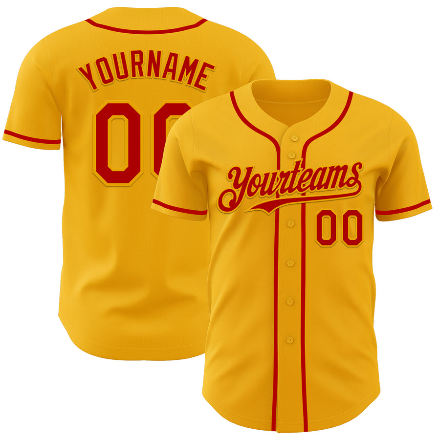 Custom Gold Red Authentic Baseball Jersey