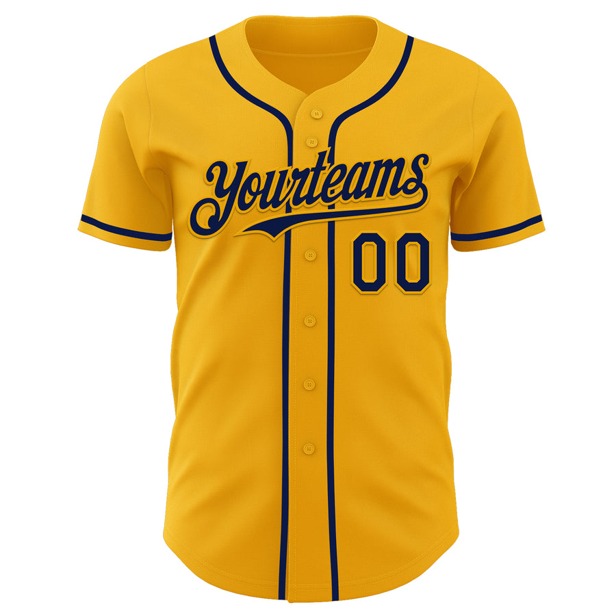 Custom Gold Navy Authentic Baseball Jersey