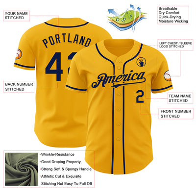 Custom Gold Navy Authentic Baseball Jersey