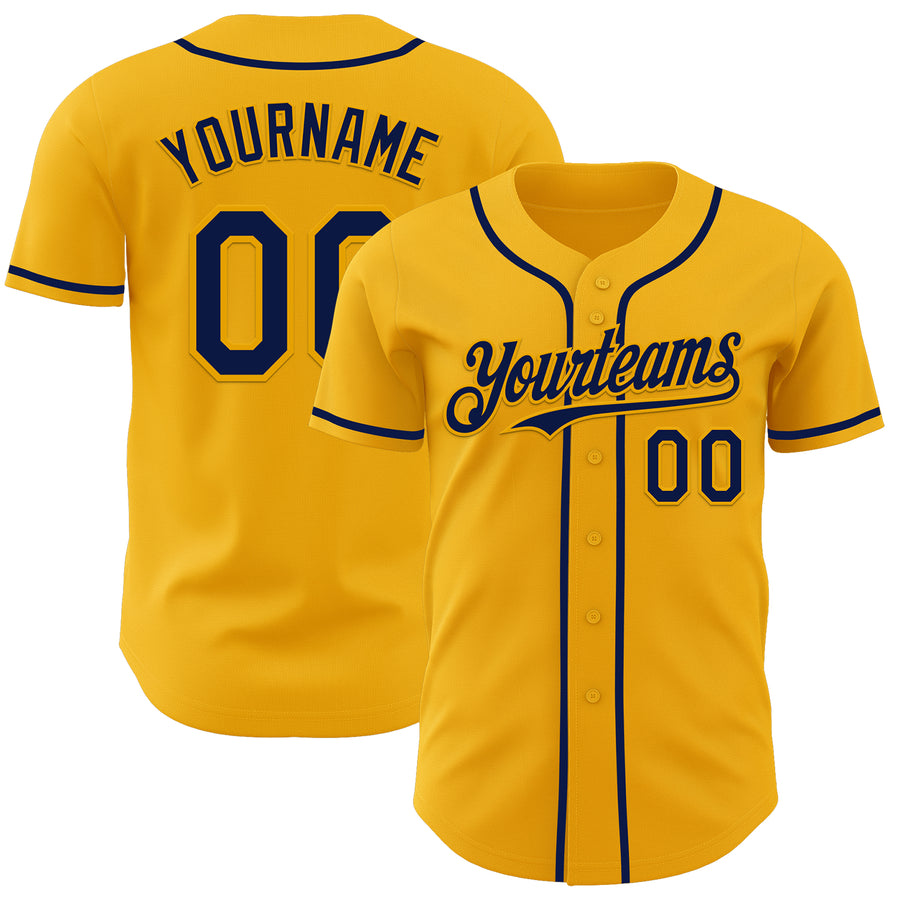 Custom Gold Navy Authentic Baseball Jersey