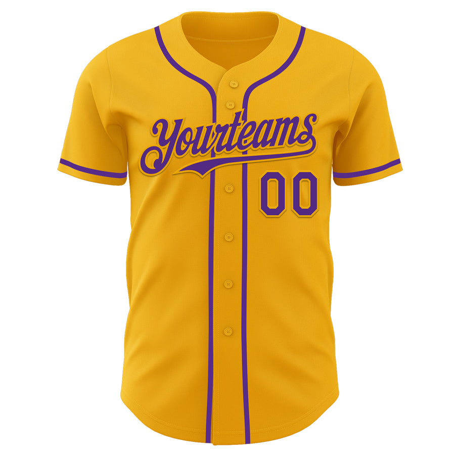 Custom Gold Purple Authentic Baseball Jersey