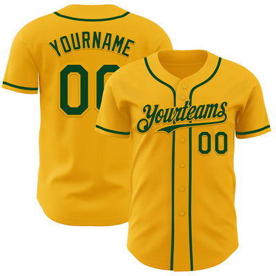 Custom Gold Green Authentic Baseball Jersey